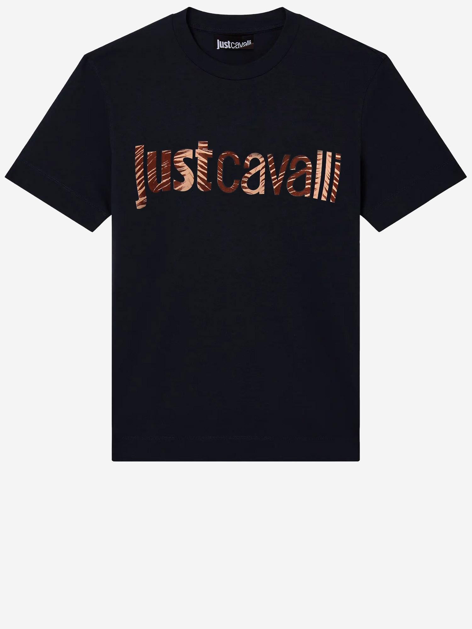 T-SHIRT IN COTONE CON STAMPA LOGO 80OAHT03 CJ500899 JUST CAVALLI 