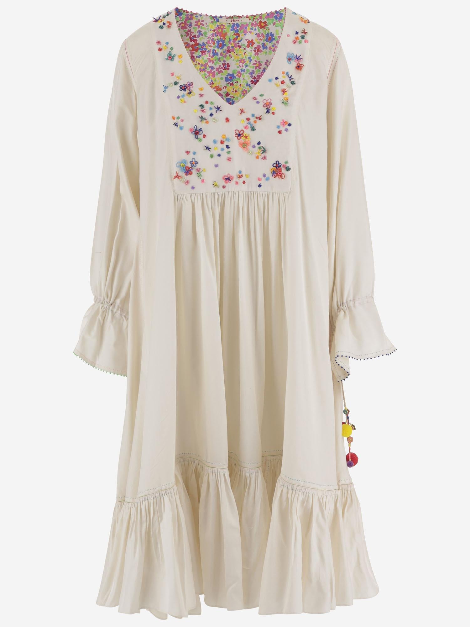 Abito lungo in seta con ricami DLWPDNZN01E MULTI PERO 