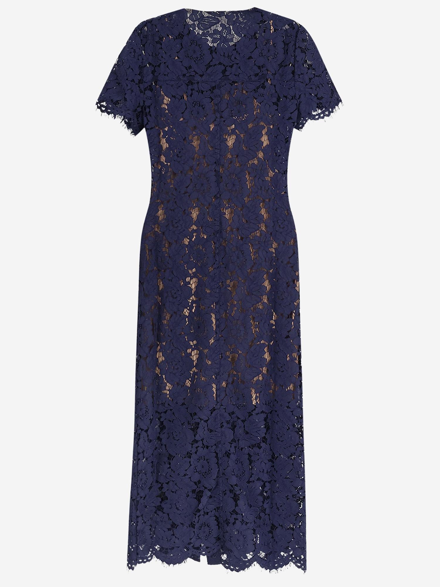 ABITO MIDI CON COLLETTO A CONTRASTO IN PIZZO PF25020MBL BLUE SELF PORTRAIT 