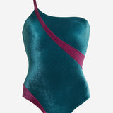 COSTUME DA BAGNO INTERO ROBBI CON MOTIVO COLOR BLOCK ROBBIVELVET PETROLIOBORDEAUX VVIDI 