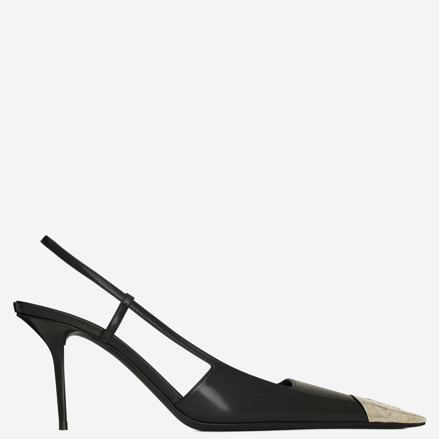 DÉCOLLETÉ APERTE SUL RETRO JEANNE IN PELLE LUCIDA 853184 AAFAN1000 SAINT LAURENT 