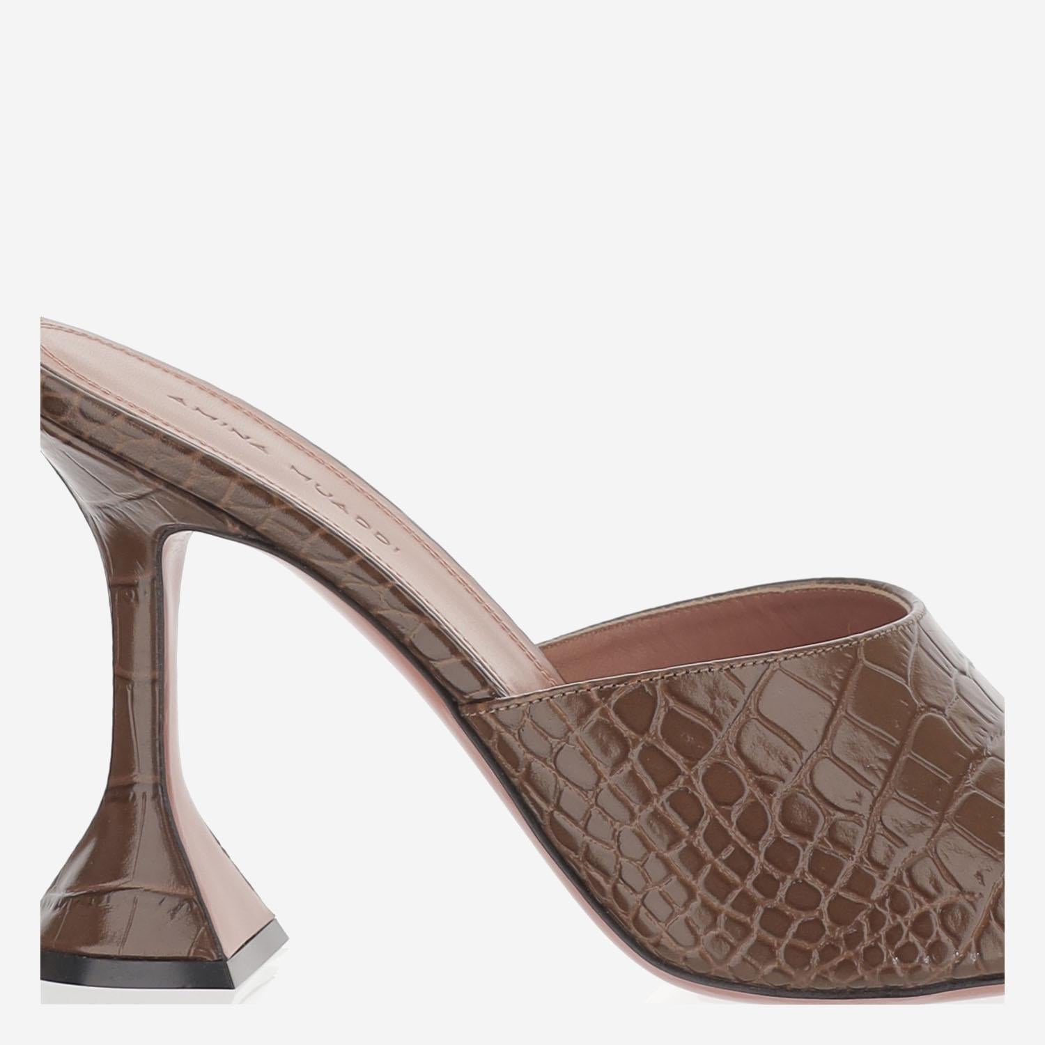 SANDALI LUPITA IN PELLE LUPITASLIPPER 95BROWNPRINTEDCROC AMINA MUADDI 