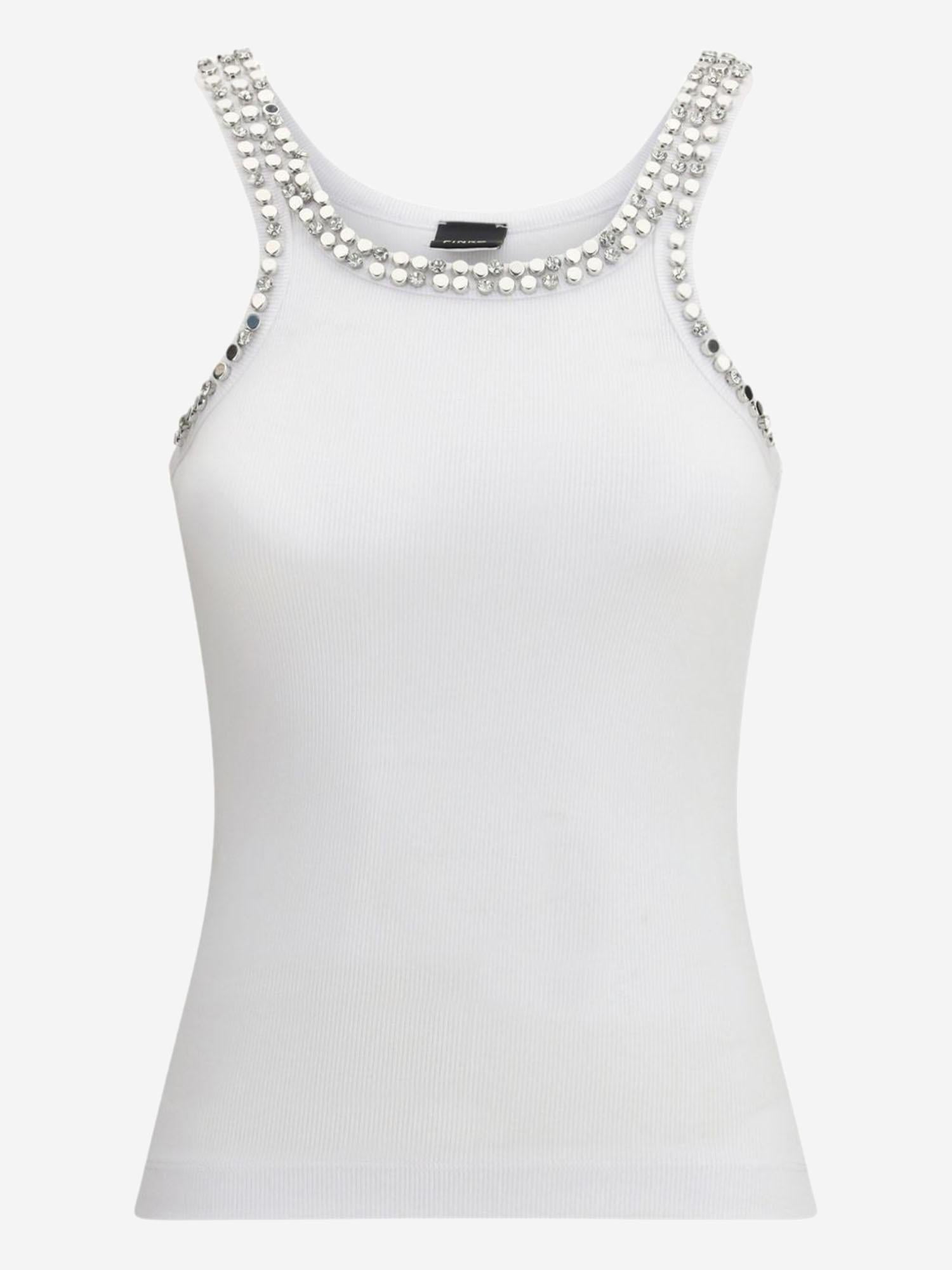 Top a costine con ricami gioiello 104109 A35YZ04 PINKO 