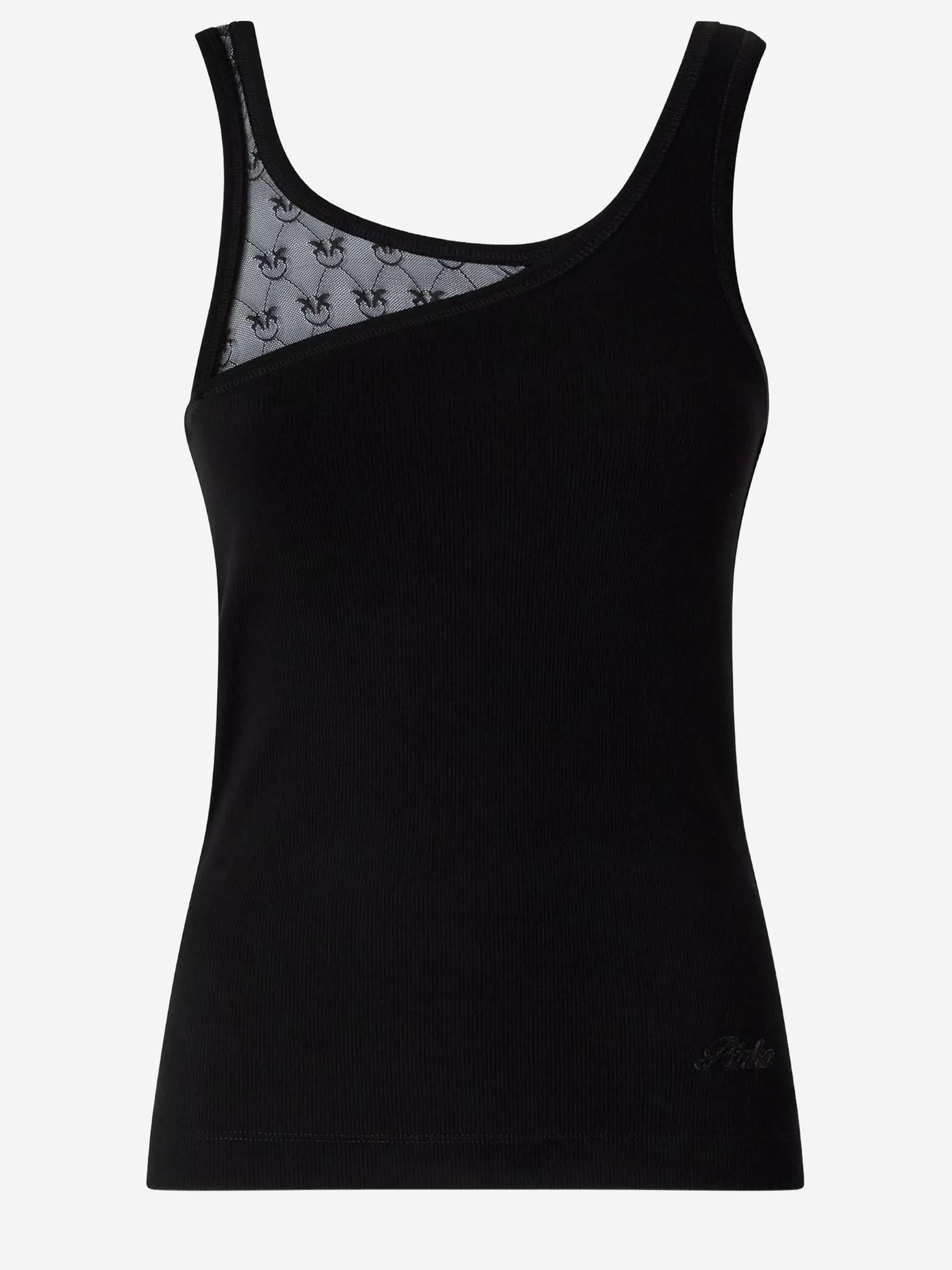 TOP IN COTONE STRETCH CON LOGO 106461 A362Z99 PINKO 