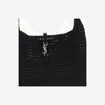 TOTE BAG LE 5 À 7 MEDIA IN RAFIA LAVORATA A UNCINETTO 778827 GAAEN1000 SAINT LAURENT 