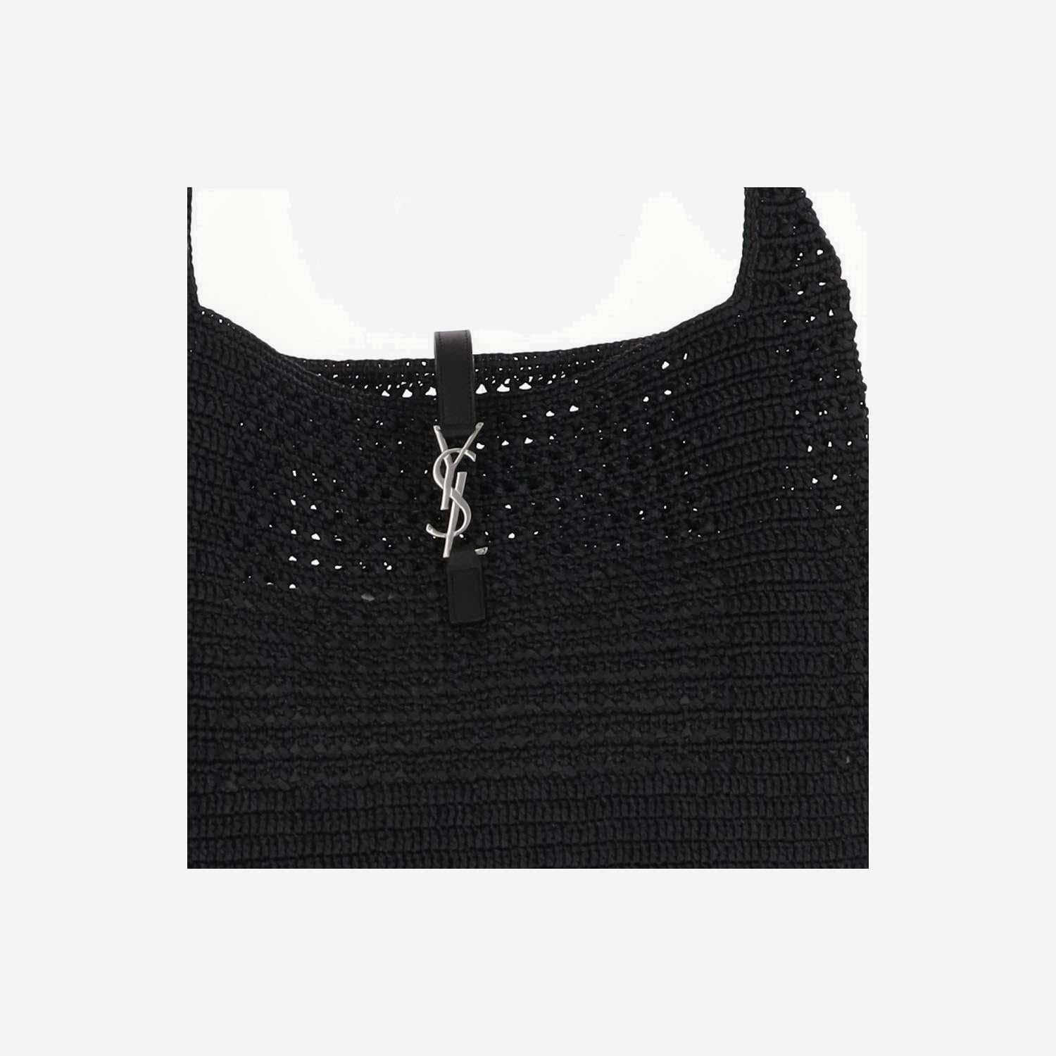 TOTE BAG LE 5 À 7 MEDIA IN RAFIA LAVORATA A UNCINETTO 778827 GAAEN1000 SAINT LAURENT 