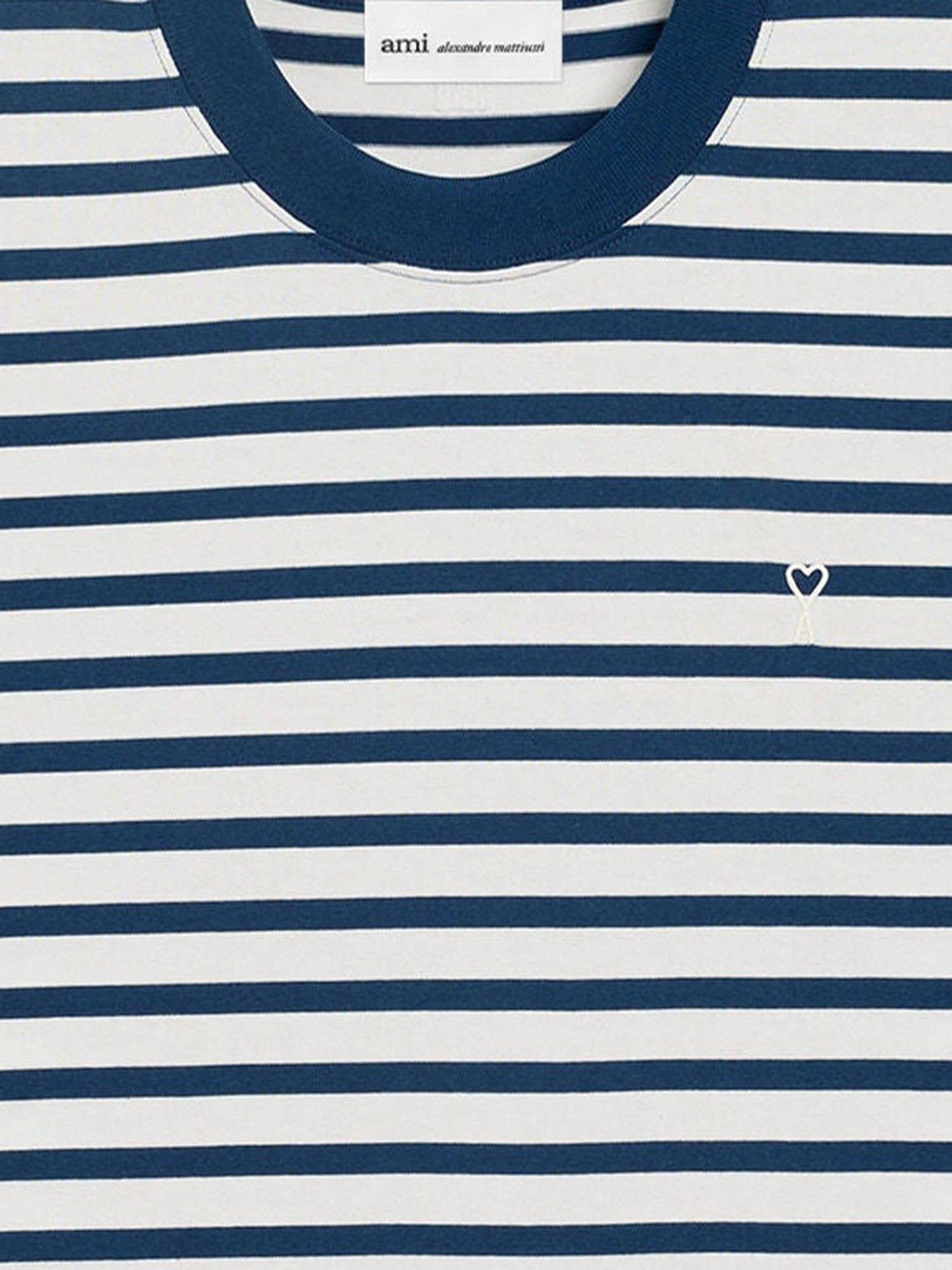 T-SHIRT IN COTONE A RIGHE UTS374JE0210 A044 AMI 