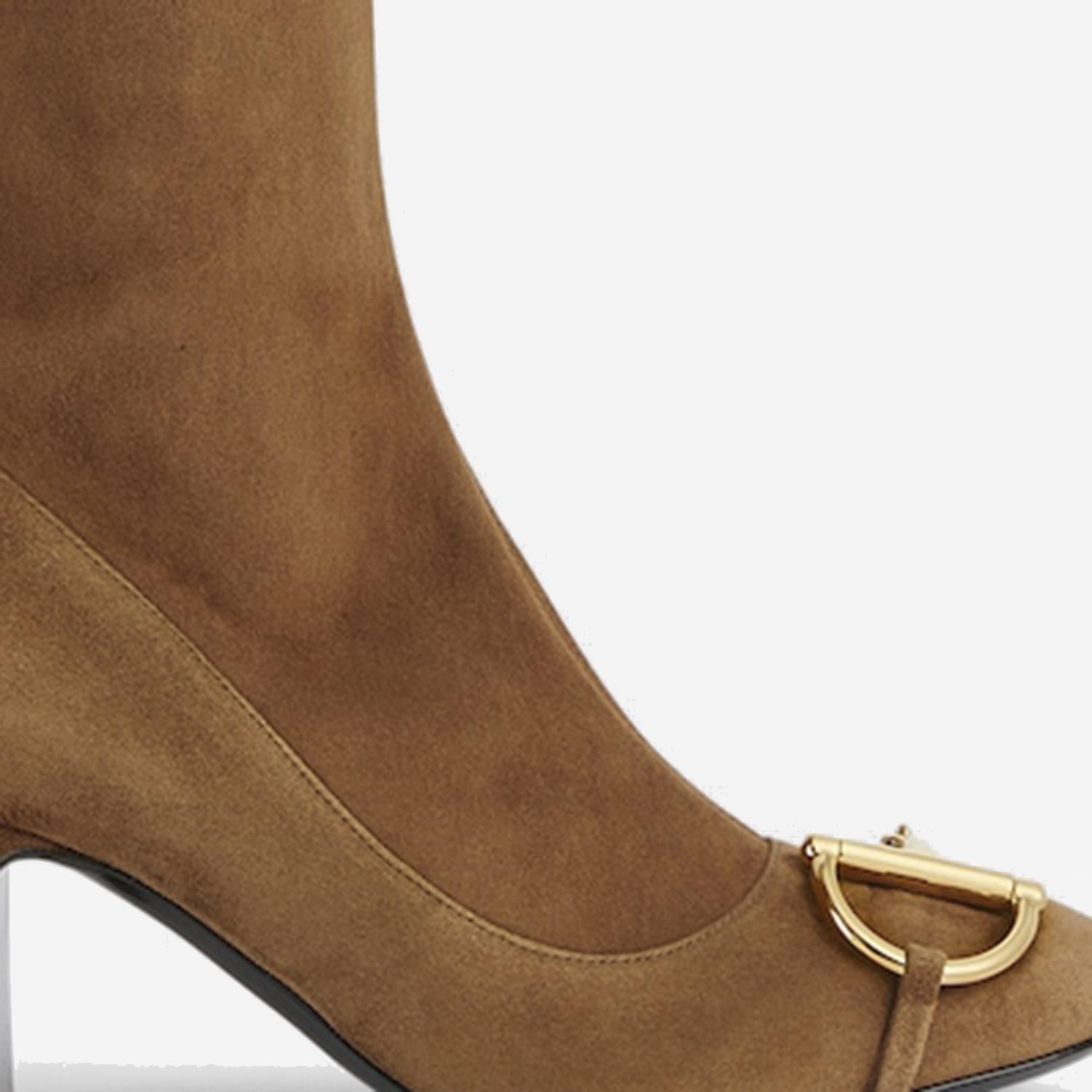 Stivali alti con mezzo morsetto in pelle scamosciata 851420 AAFMU2118 GUCCI 