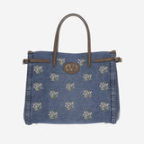 BORSA SHOPPHIG ANTIBES IN DENIM CON RICAMI 8W0B0R19 AXEAXM VALENTINO GARAVANI 