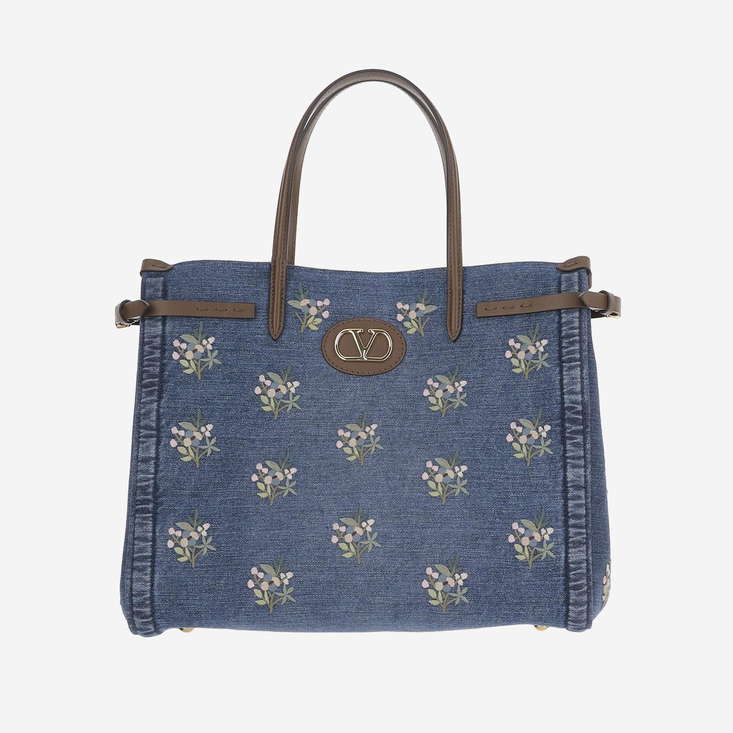 BORSA SHOPPHIG ANTIBES IN DENIM CON RICAMI 8W0B0R19 AXEAXM VALENTINO GARAVANI 