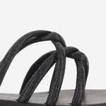 SANDALI IN PELLE CON STRASS TASO NERO OPACO KIMA 