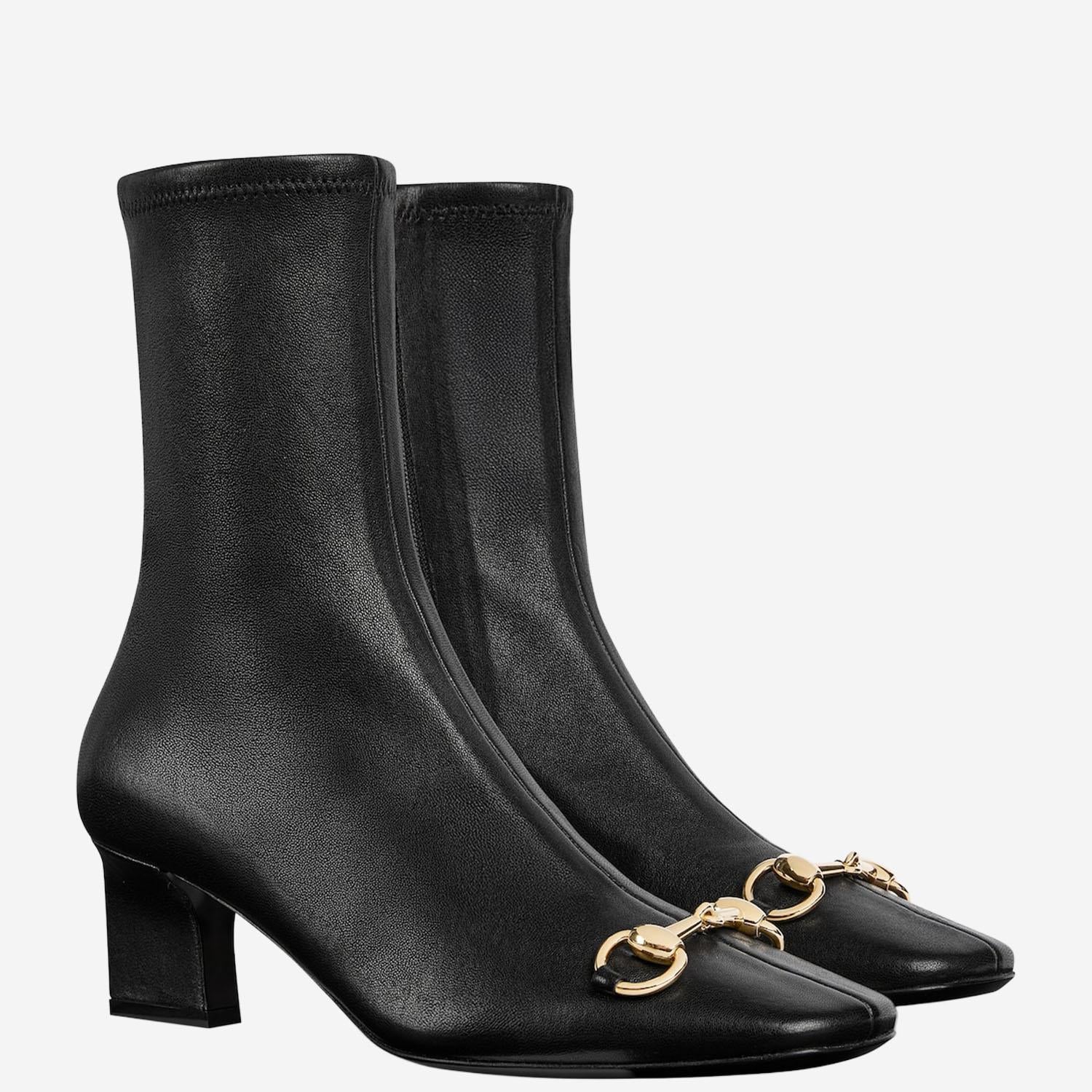 STIVALETTI IN PELLE CON MORSETTO 865405 AAGGW1000 GUCCI 