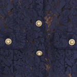 ABITO MIDI CON COLLETTO A CONTRASTO IN PIZZO PF25020MBL BLUE SELF PORTRAIT 