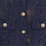 ABITO MIDI CON COLLETTO A CONTRASTO IN PIZZO PF25020MBL BLUE SELF PORTRAIT 