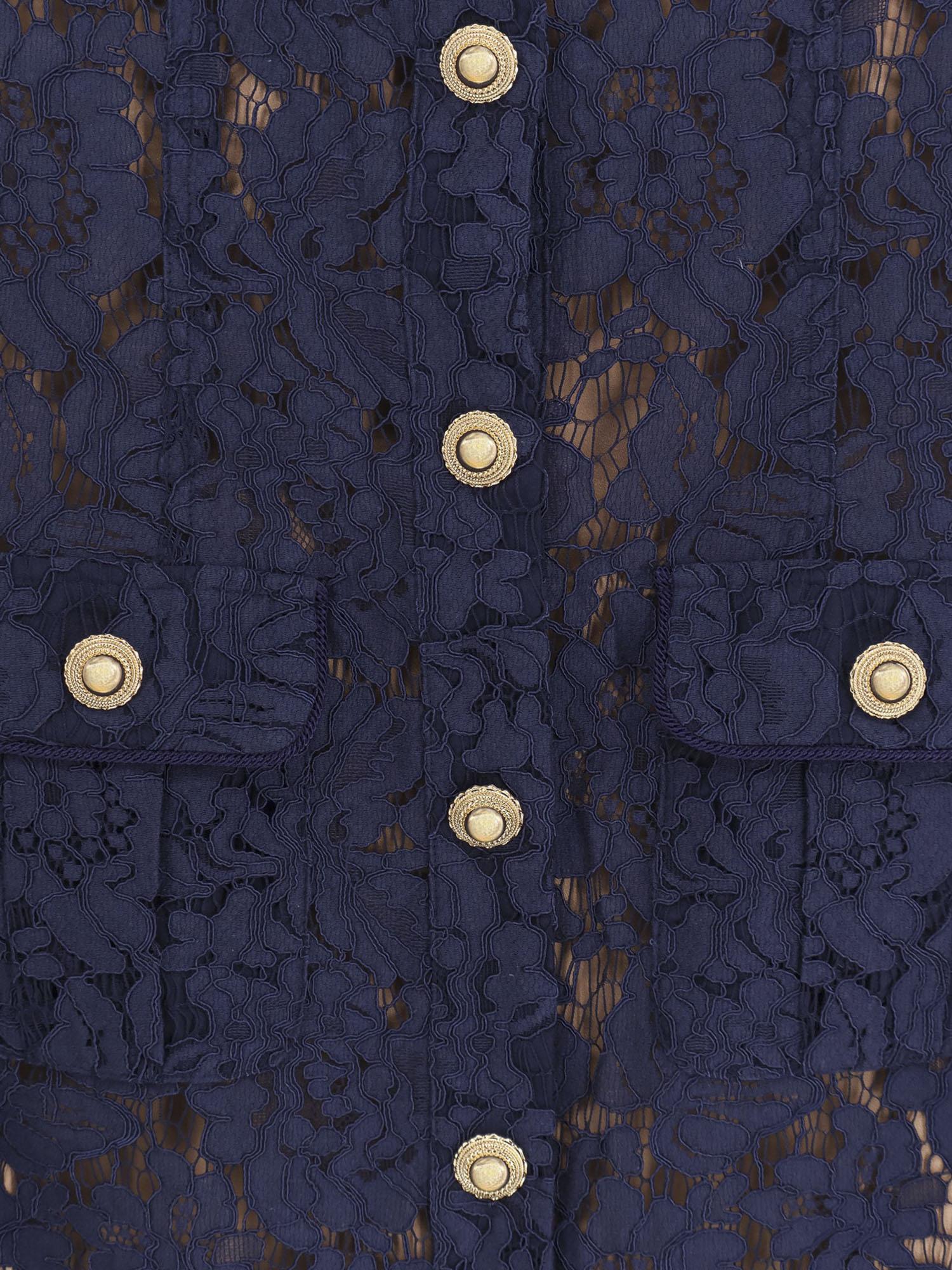 ABITO MIDI CON COLLETTO A CONTRASTO IN PIZZO PF25020MBL BLUE SELF PORTRAIT 