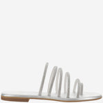 SANDALI IN PELLE CON STRASS KOS SILVER KIMA 