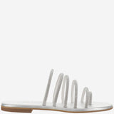 SANDALI IN PELLE CON STRASS KOS SILVER KIMA 
