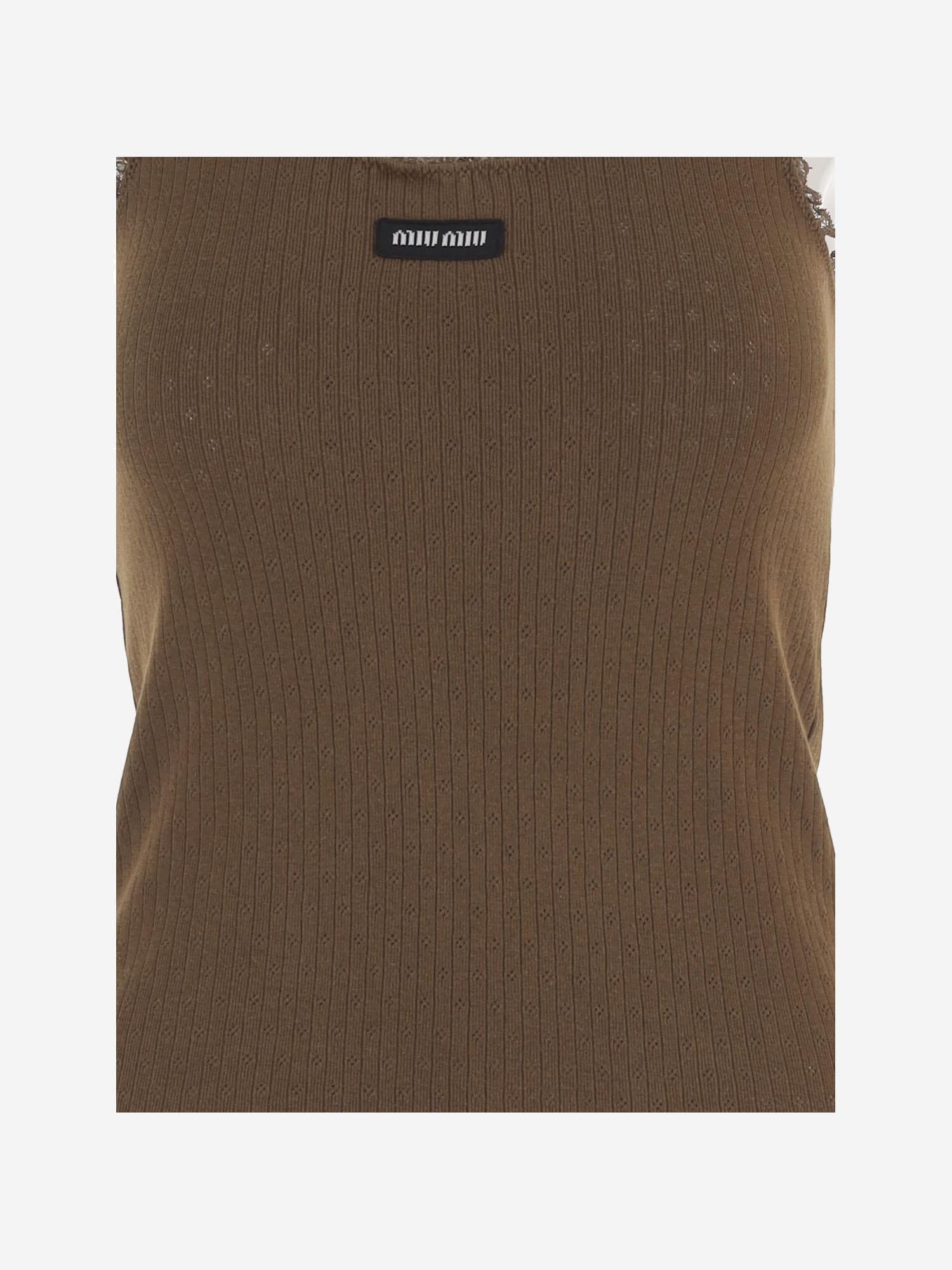 CANOTTA IN COTONE CON LOGO MT2205 19DFF0324 MIU MIU 