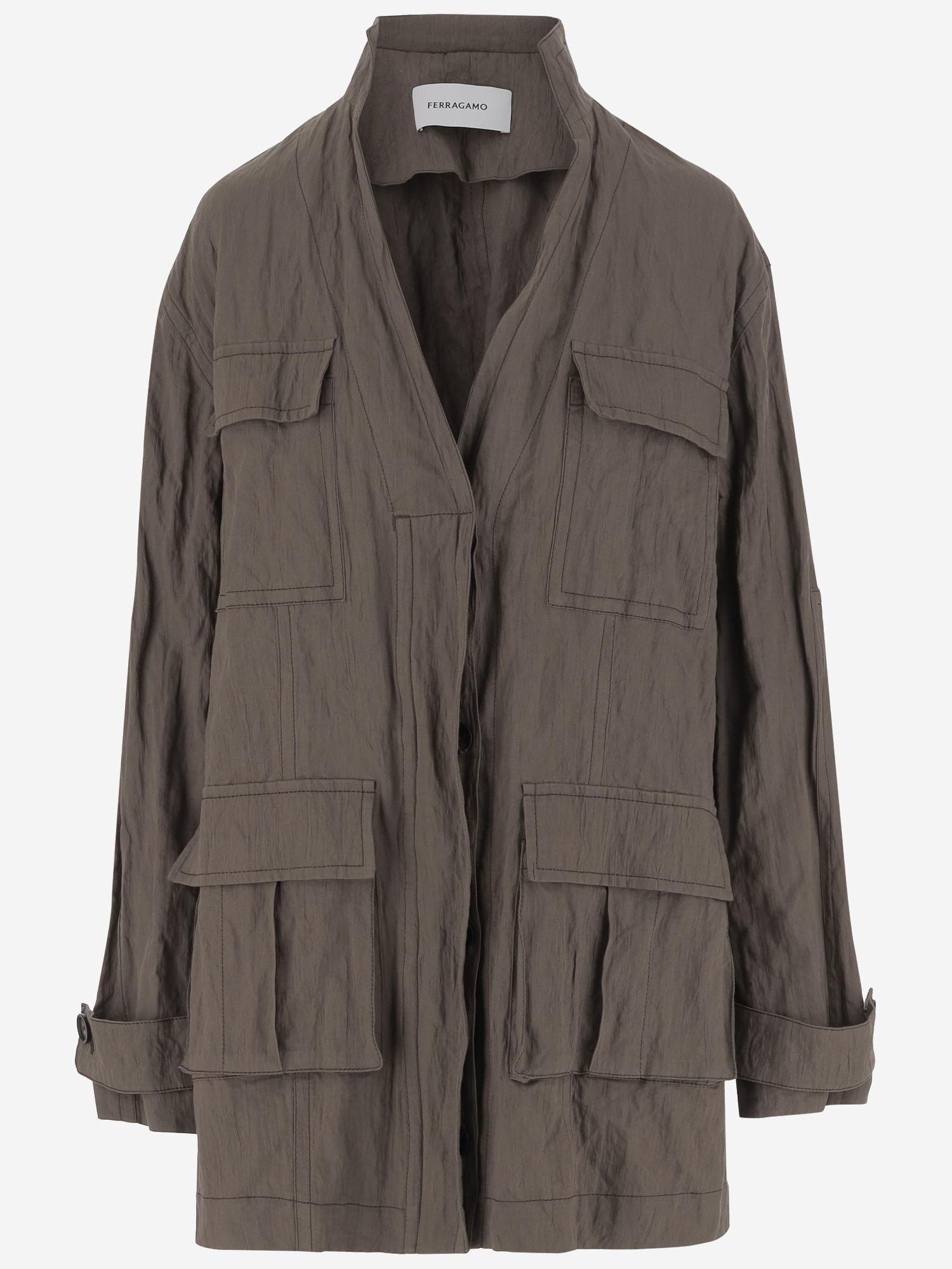 GIACCA EFFETTO INCRESPATO IN COTONE 13G998 CONCRETE SALVATORE FERRAGAMO 