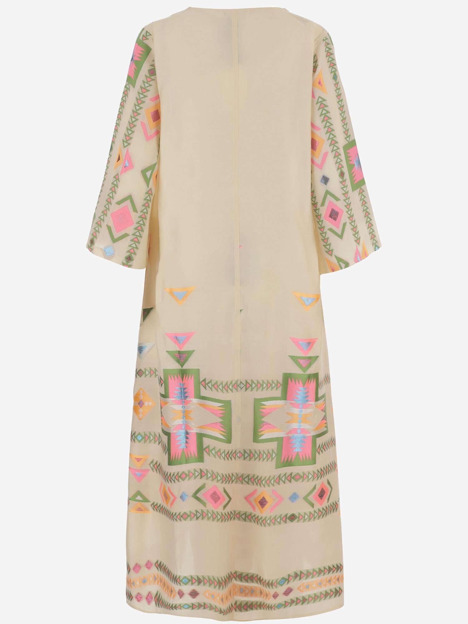 Abito lungo fantasia in tessuto 15107 N271BEIGE NEMA 