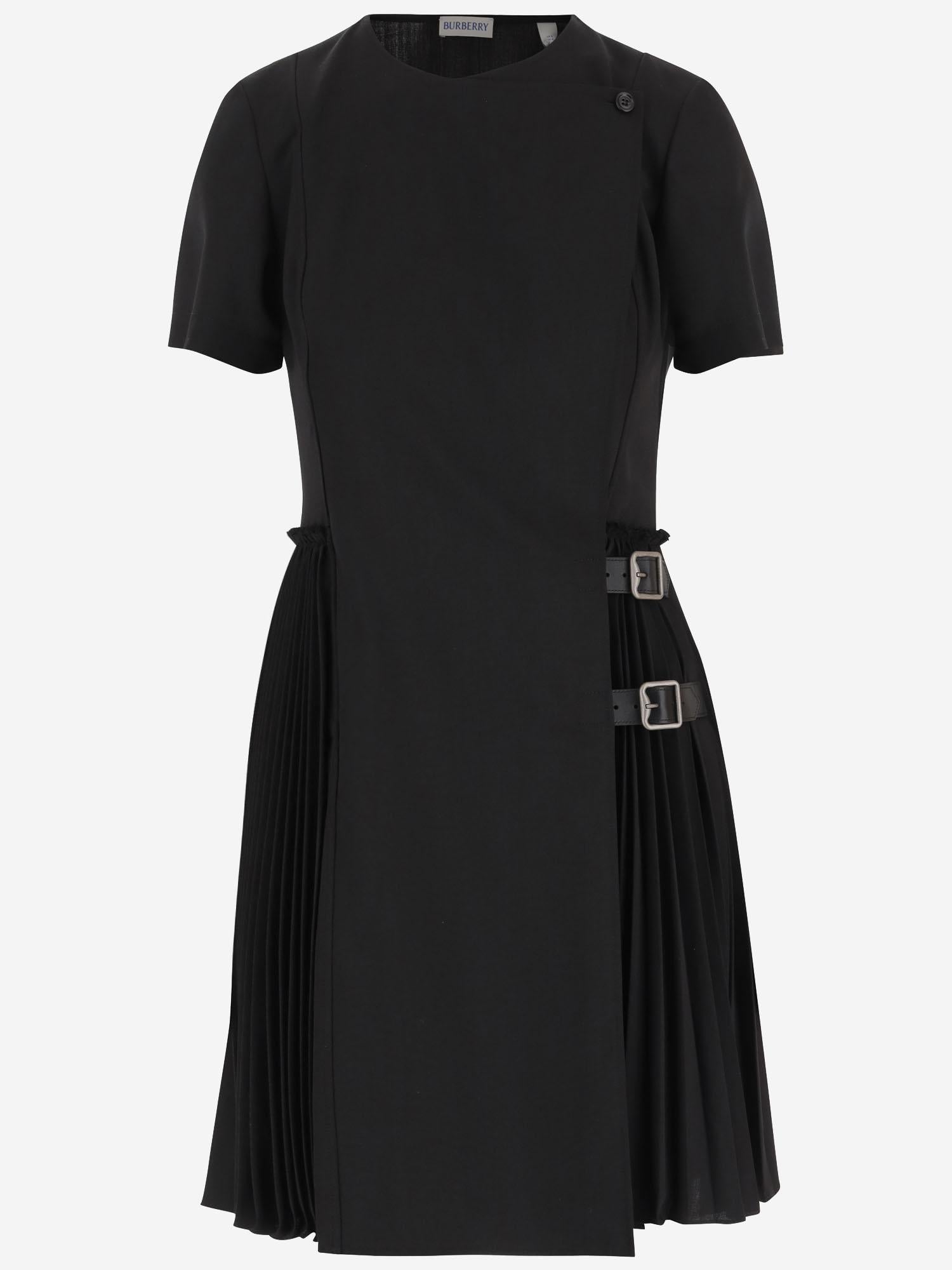 Abito kilt in misto lana 8116015 BLACK BURBERRY 
