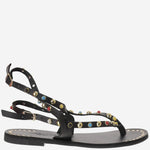 SANDALO NAXOS DI PELLE CON APPLICAZIONI NAXOS NERO KIMA 