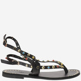 SANDALO NAXOS DI PELLE CON APPLICAZIONI NAXOS NERO KIMA 