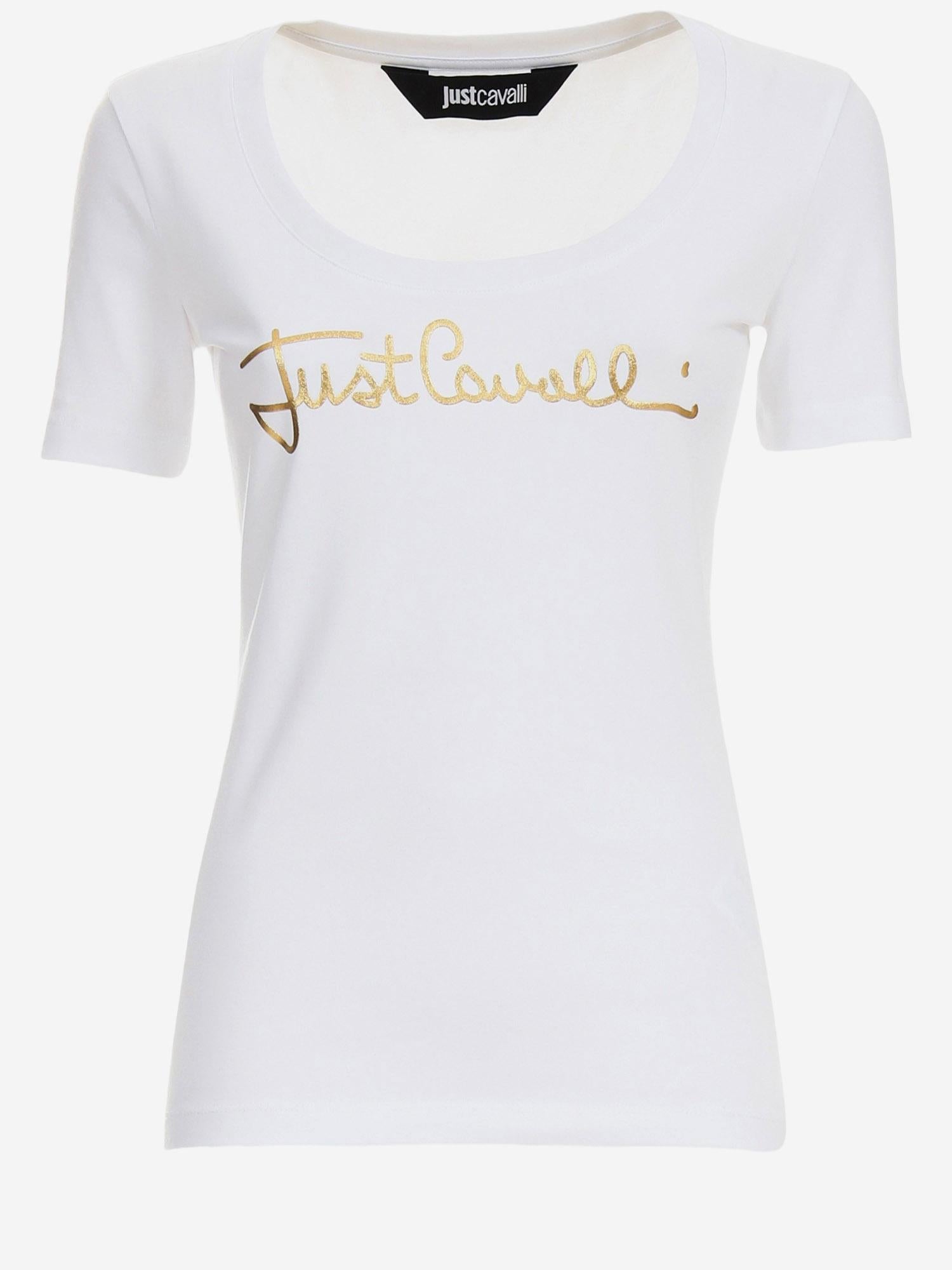 T-SHIRT IN COTONE STRETCH CON LOGO FRONTALE 80PAHT02 CJ502G03 JUST CAVALLI 