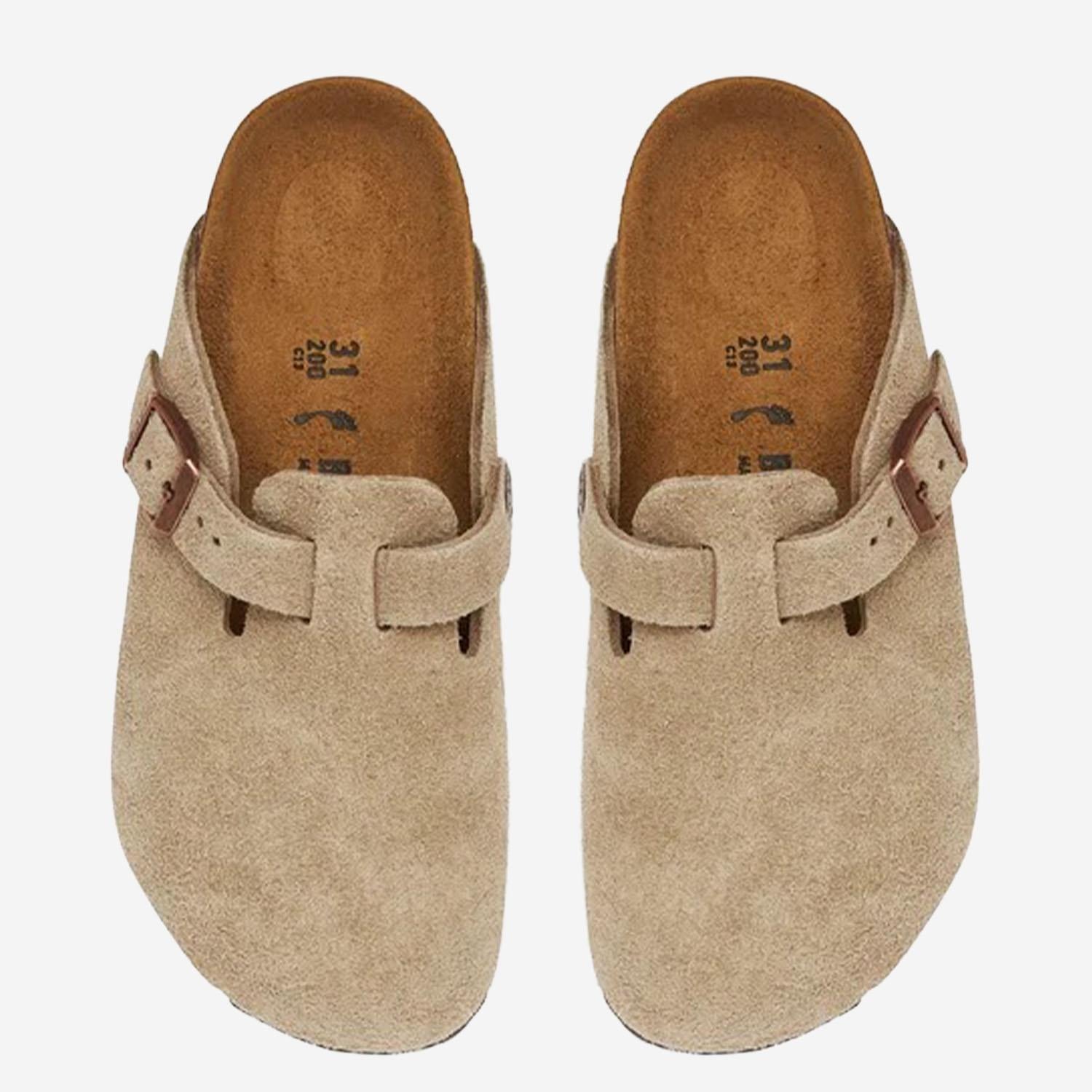SABOT BOSTON IN PELLE SCAMOSCIATA 1027875 TAUPE BIRKENSTOCK KIDS 