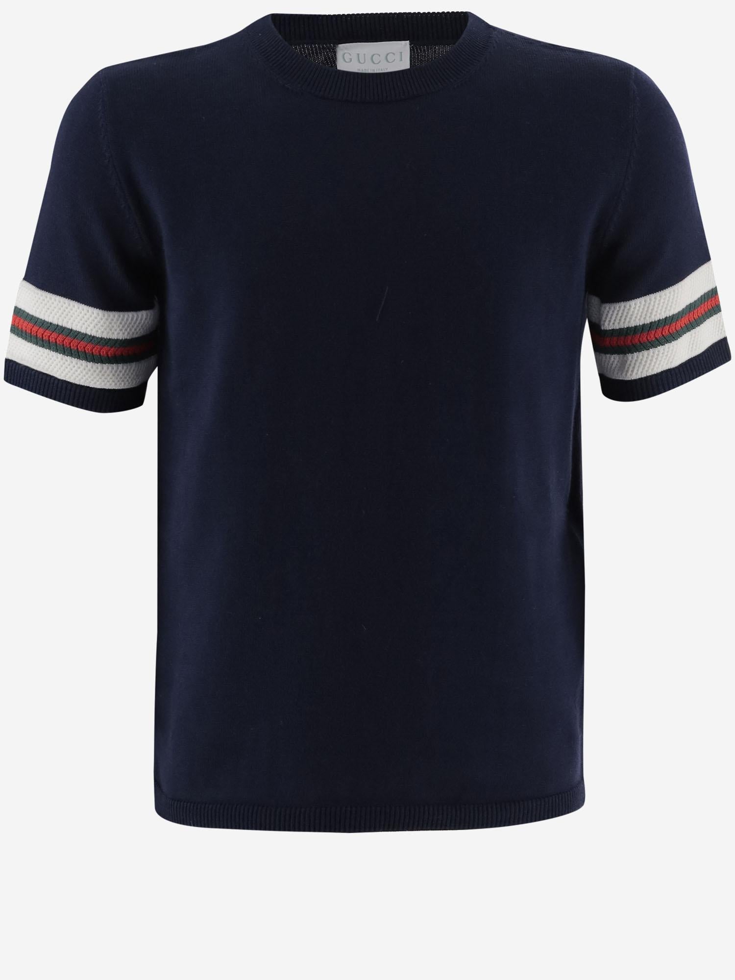 T-SHIRT IN COTONE CON BANDE A CONTRASTO 852806 XKFDC4044 GUCCI KIDS 