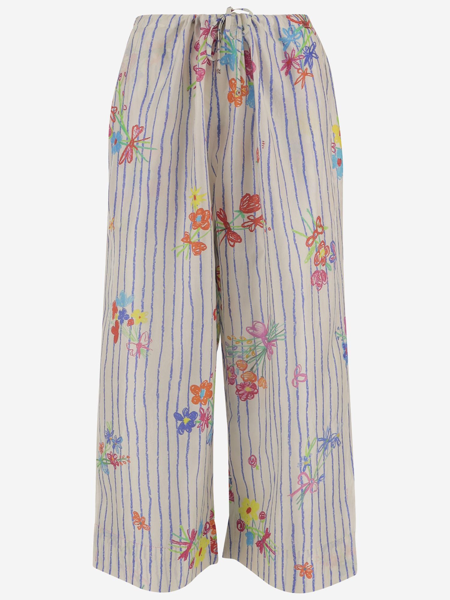 PANTALONI IN SETA A RIGHE DLWPBCUP01 MULTI PERO 