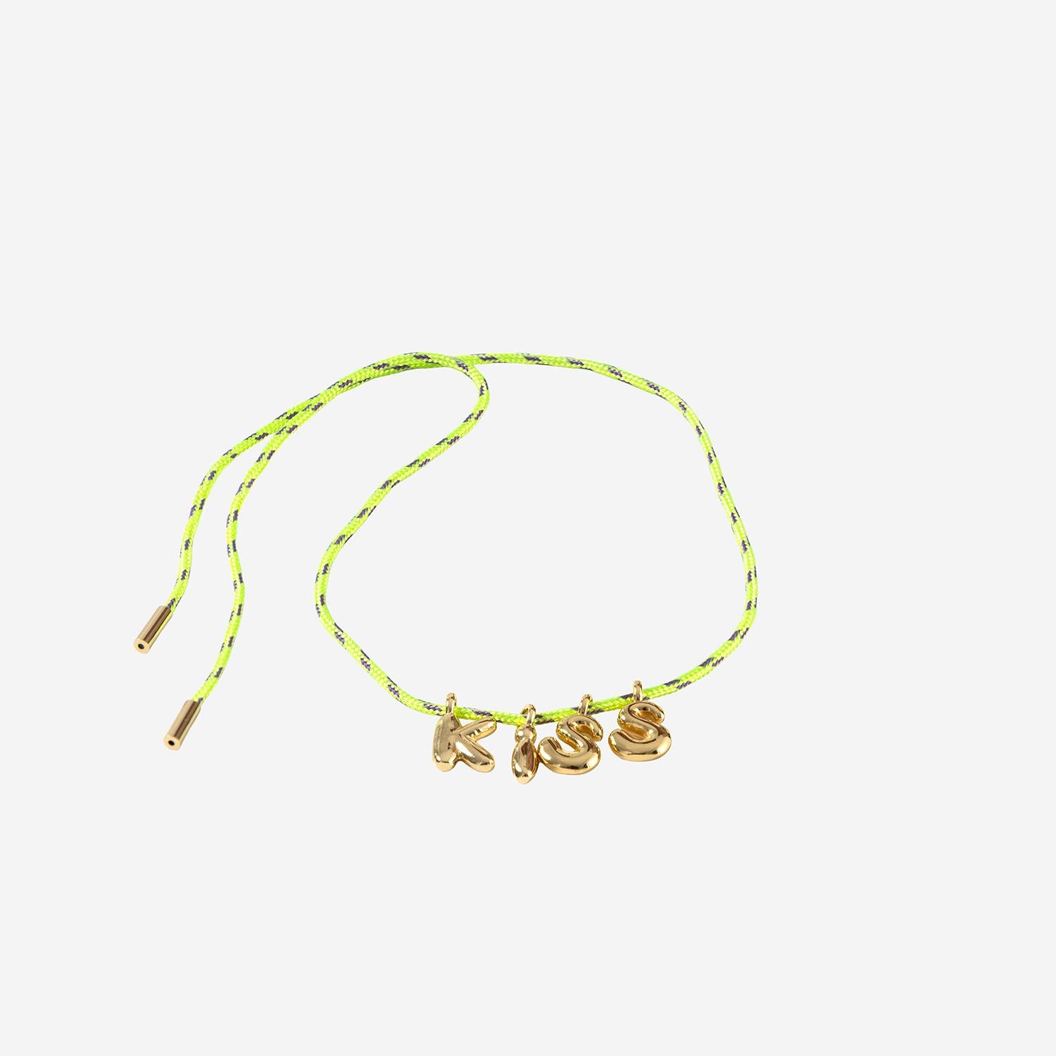 BRACCIALE IN TESSUTO E METALLO BUBBLELETTERSGOLDPLATED KISS SORBET ISLAND 