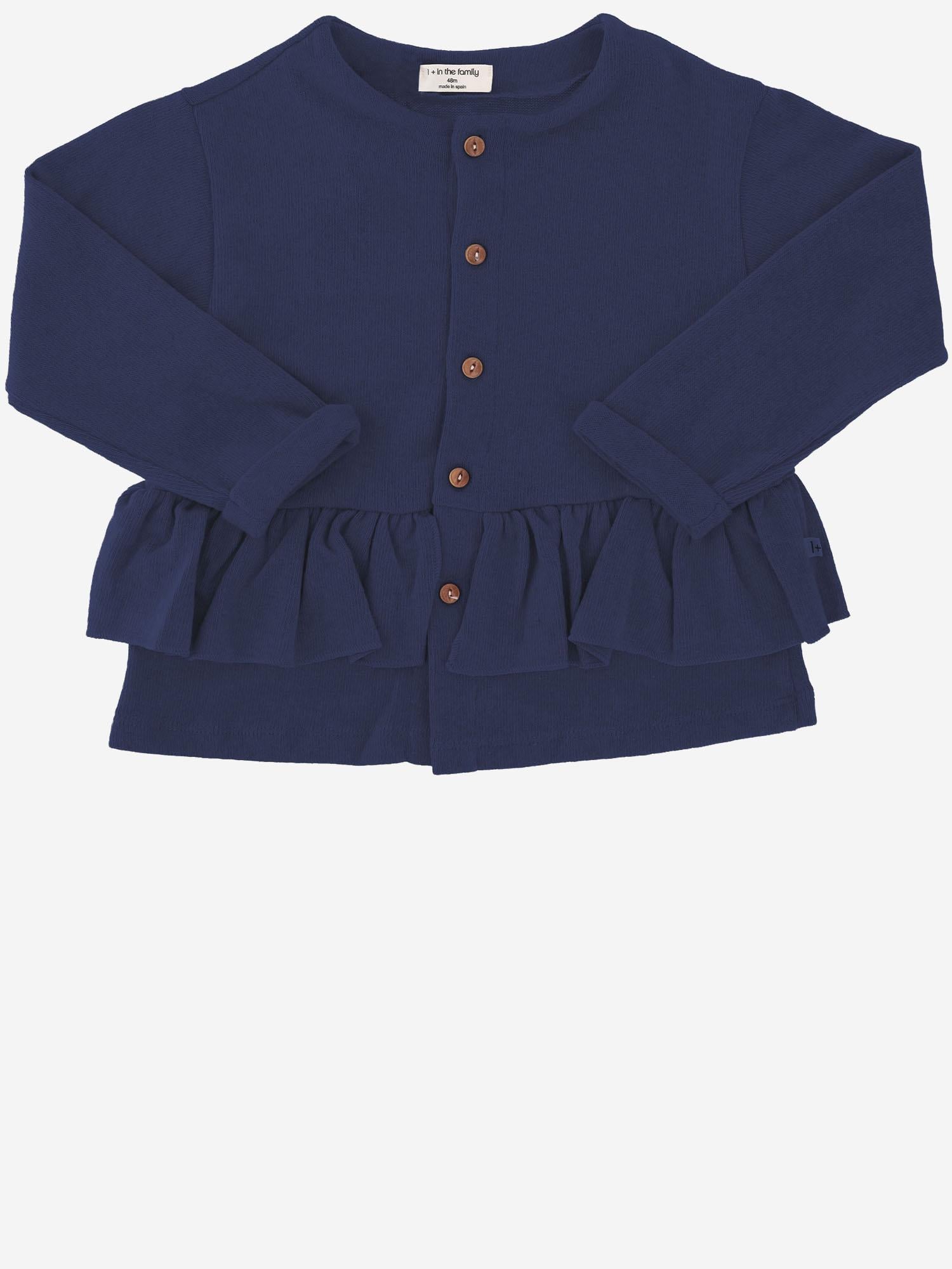 CARDIGAN IN MISTO COTONE STRETCH CON ORLO ARRICCIATO 25W178 DARKBLUE 1+ IN THE FAMILY KIDS 