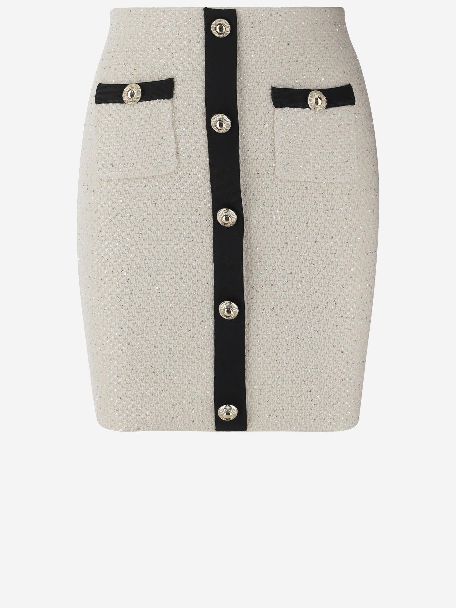 MInigonna in maglia di paillettes SS25019SKC CREAM SELF PORTRAIT 