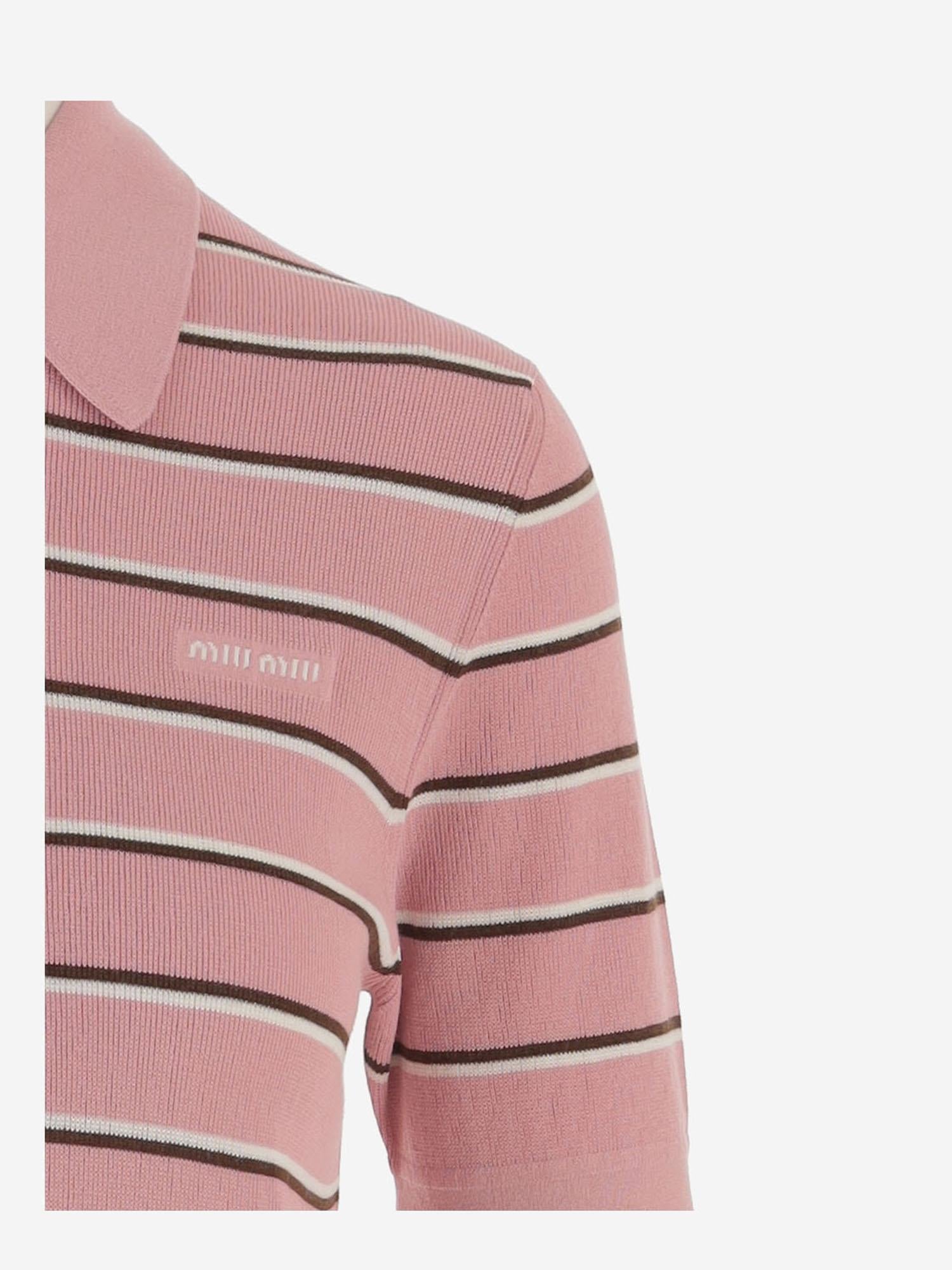 POLO A RIGHE IN COTONE STRETCH MMLB35 183MF0028 MIU MIU 