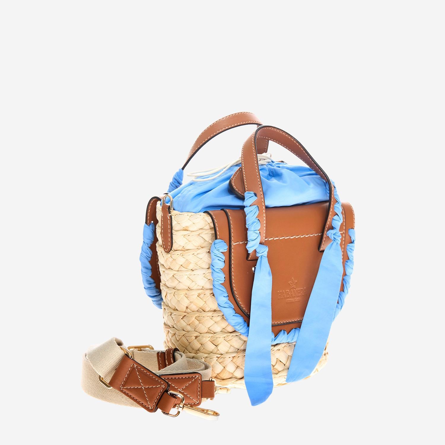 BORSA HABANERA IN PELLE E RAFIA HABANERAPOPELINE CIELO CUBA LAB 