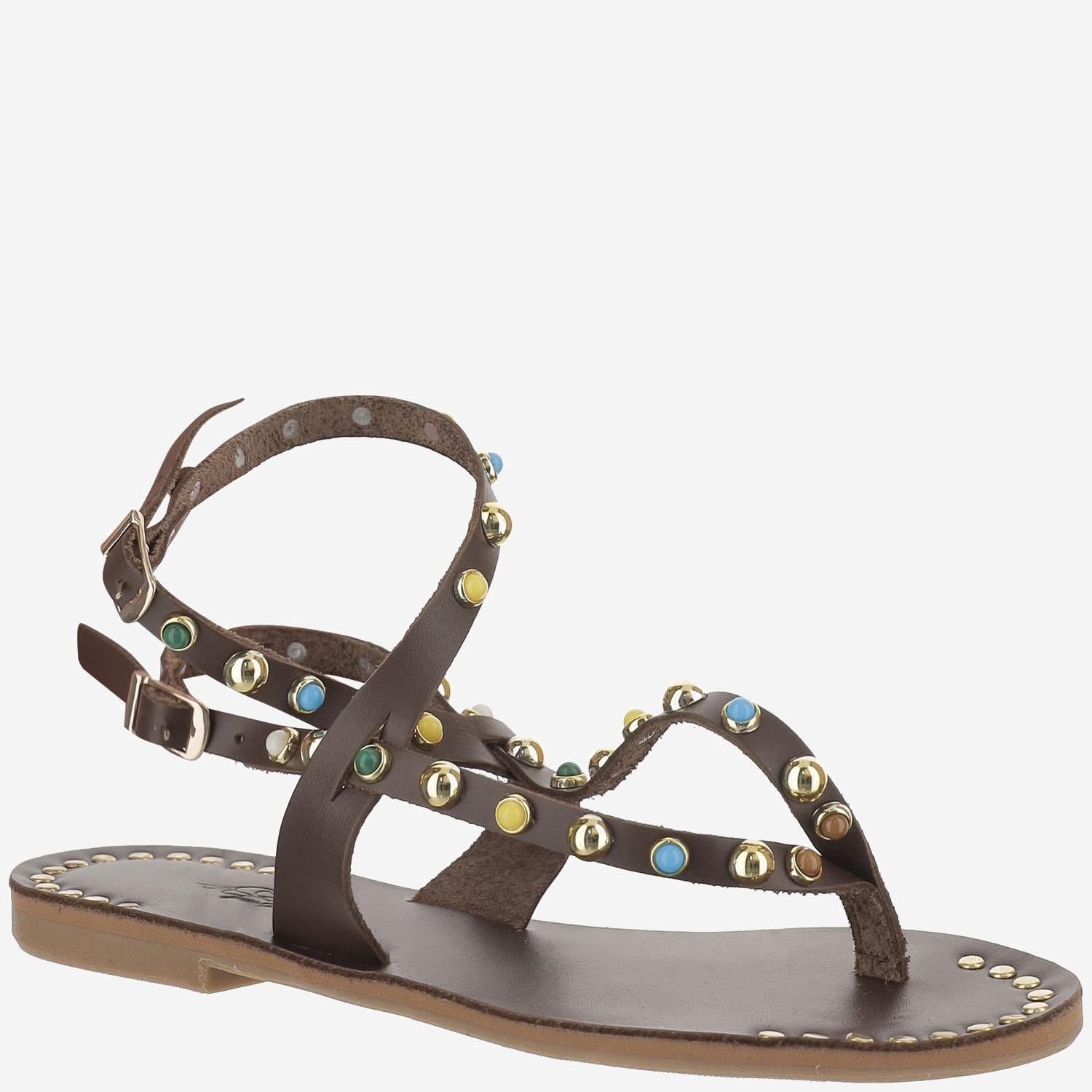 SANDALO NAXOS DI PELLE CON APPLICAZIONI NAXOS MORO KIMA 