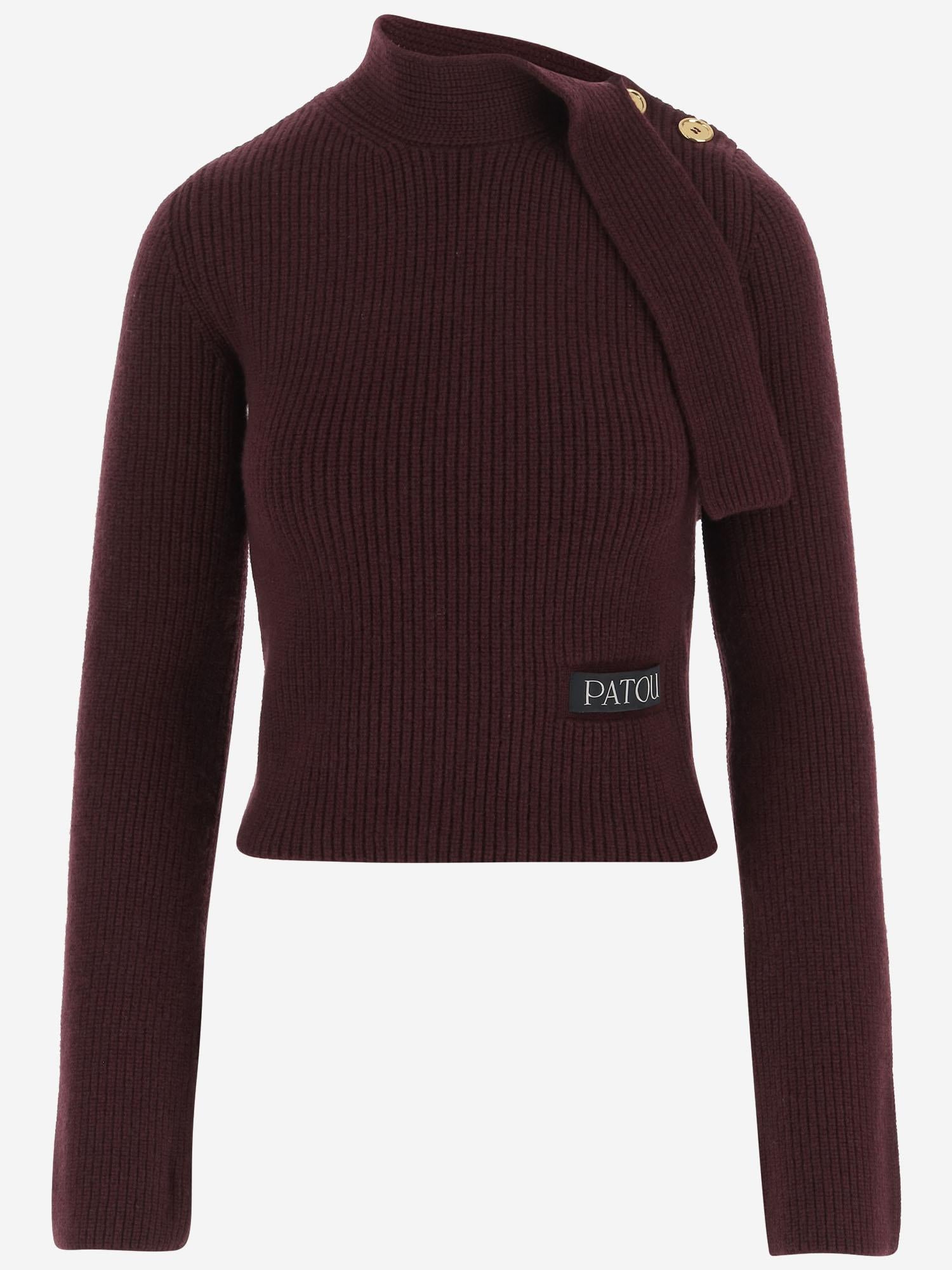 MAGLIONE CON COLLO A SCIARPA IN LANA E CASHMERE KN2638041 317R PATOU 