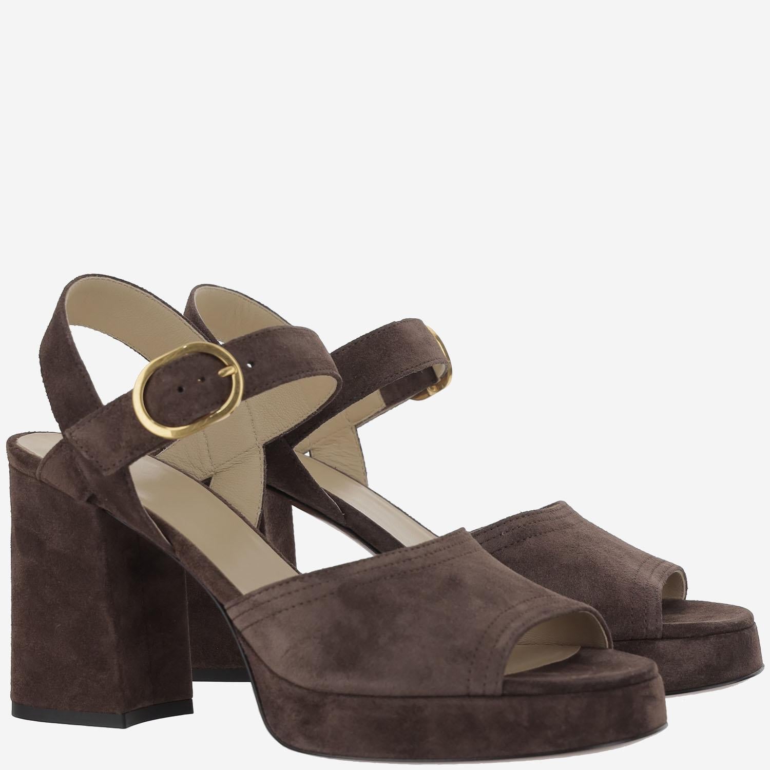 Sandali Fawcette in pelle scamosciata 100mm<BR/> 7W2S0MI1 DHU0TO VALENTINO GARAVANI 