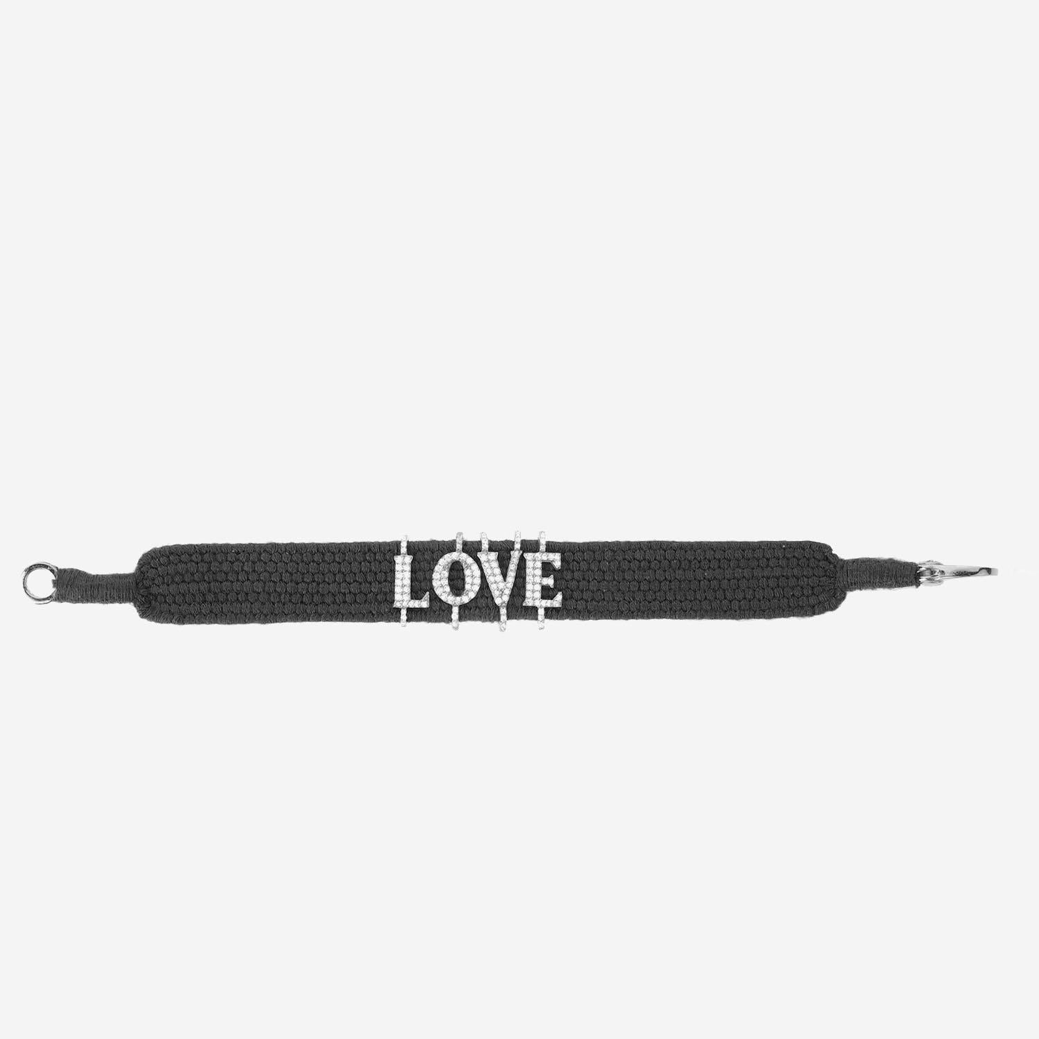 BRACCIALE ALPHA LOVE CON DIAMANTI ALPHA LOVE NERO SILVIA BINI GIOIELLI 