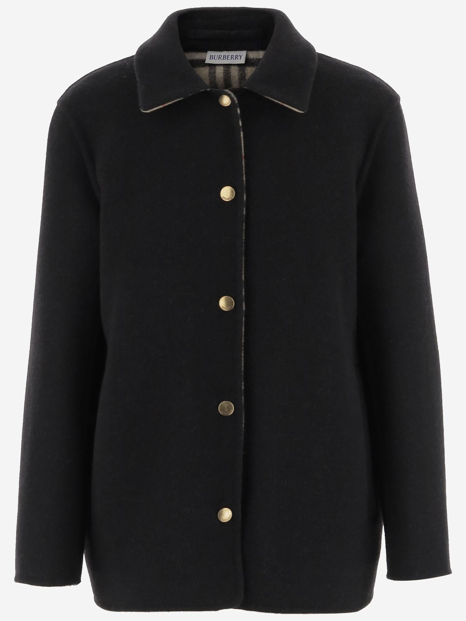 GIACCA IN LANA 8115289 BLACK/SAND IP CHECK BURBERRY 