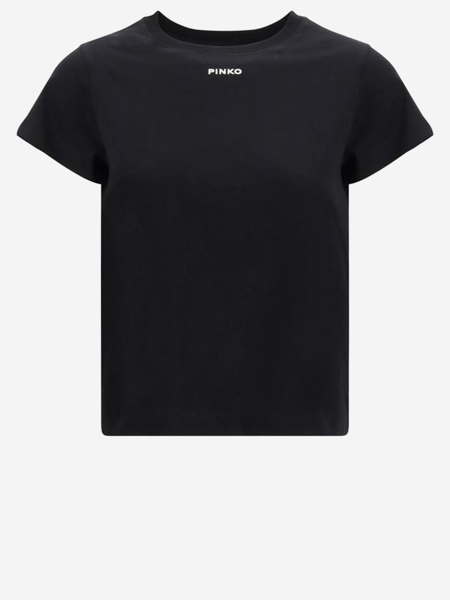 T-SHIRT BASICO IN COTONE CON LOGO 100373 A34FZ99 PINKO 