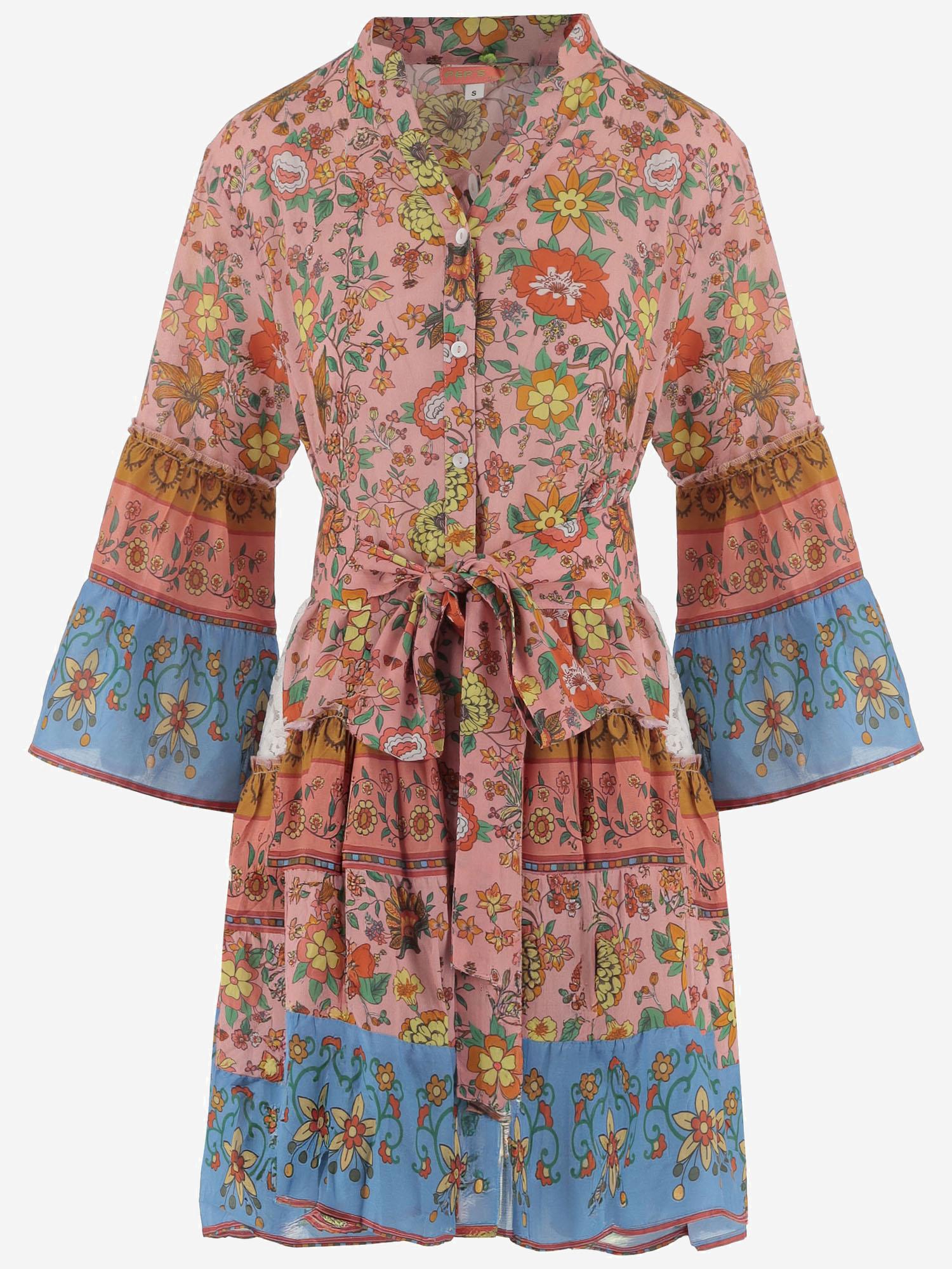 ABITO IN COTONE CON MOTIVO FLOREALE LAURA 04PINK PEPS CANNES 