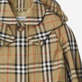 GIACCA TRENCH CON CAPPUCCIO IN COTONE CHECK 8117878 SANDIPCHECK BURBERRY KIDS 