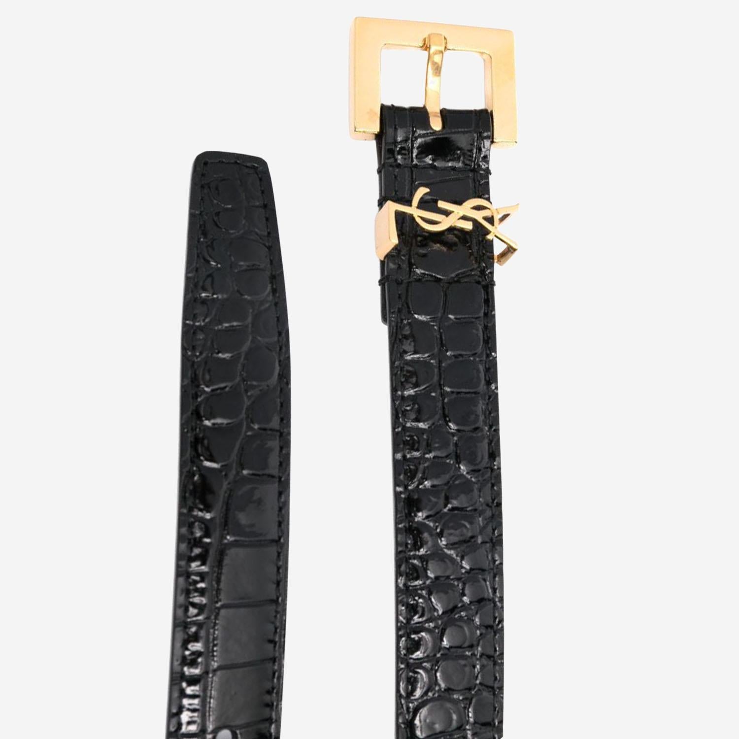 CINTURA IN PELLE GOFFRATA COCCODRILLO 554465 DND0J1000 SAINT LAURENT 