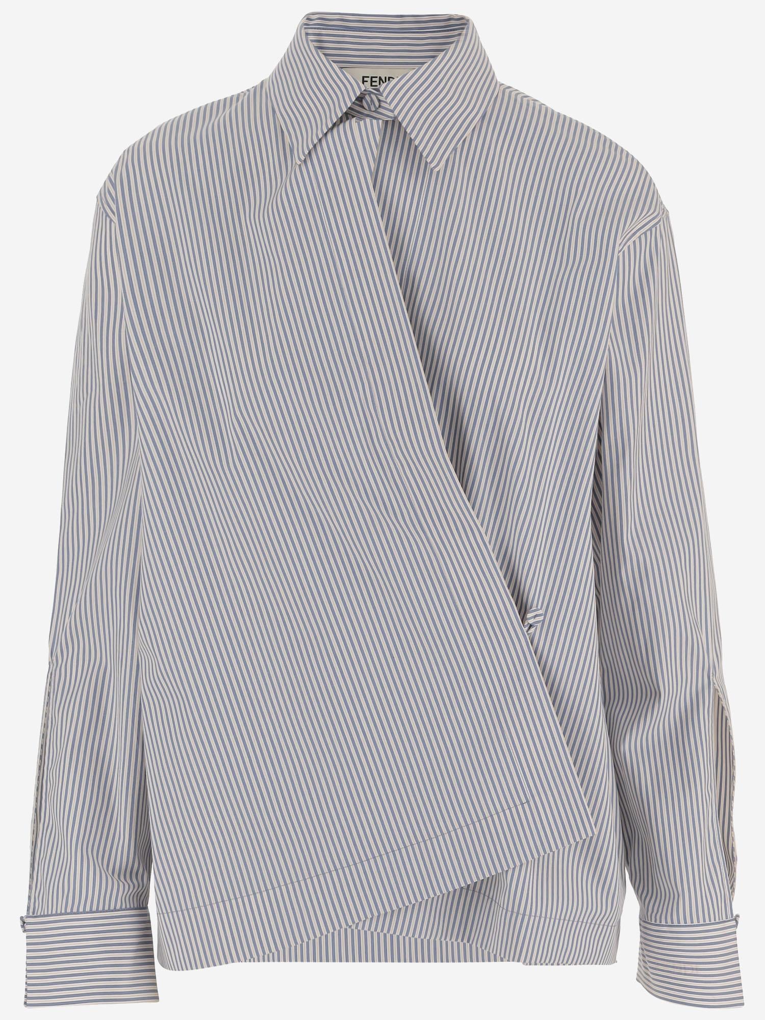 CAMICIA IN COTONE CON MOTIVO A RIGHE FS8318 AVJXF1UKD FENDI 