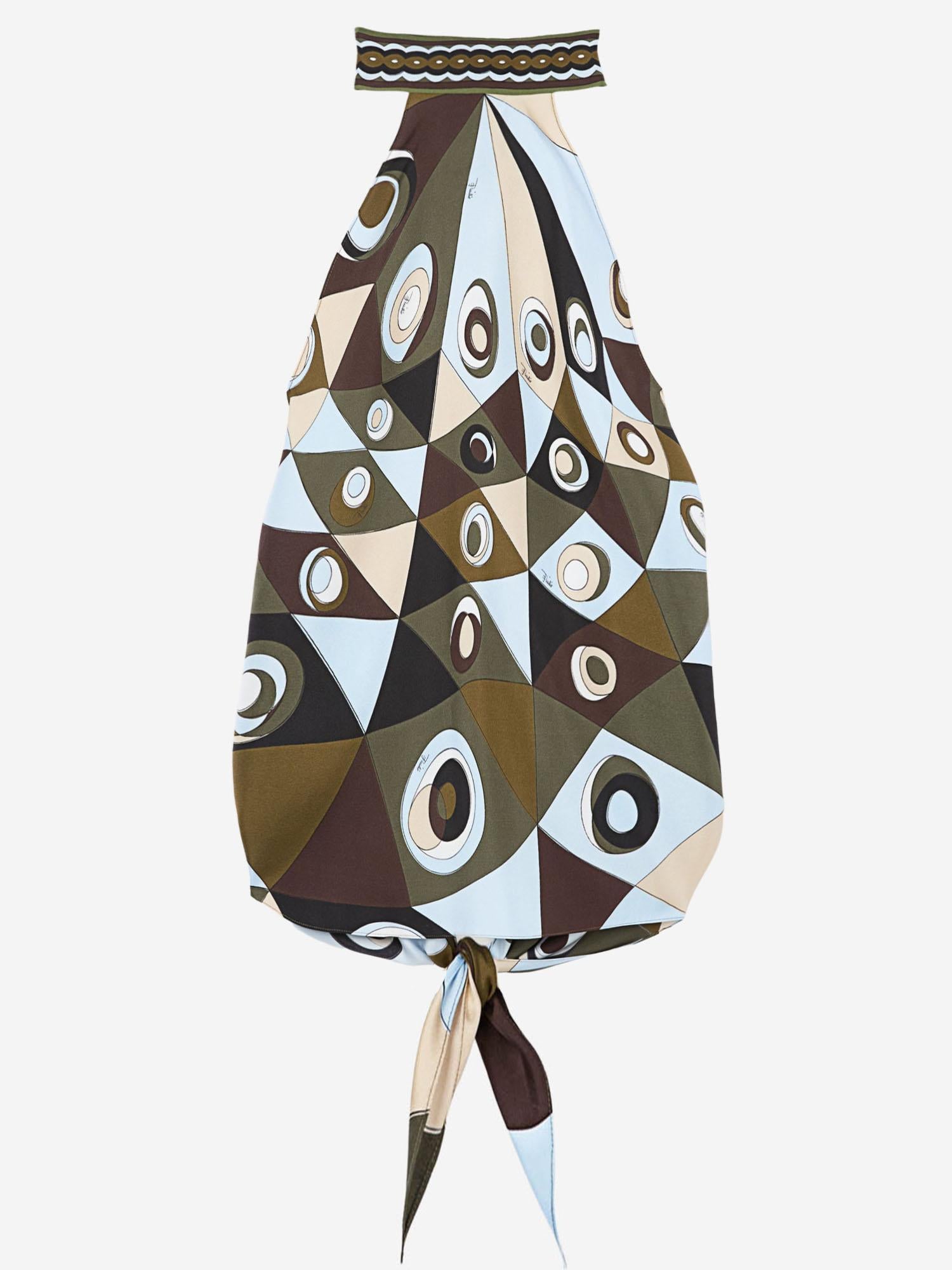 TOP IN SETA CON COLLO IN STAMPA OCCHI 6HRM426H721 048 EMILIO PUCCI 