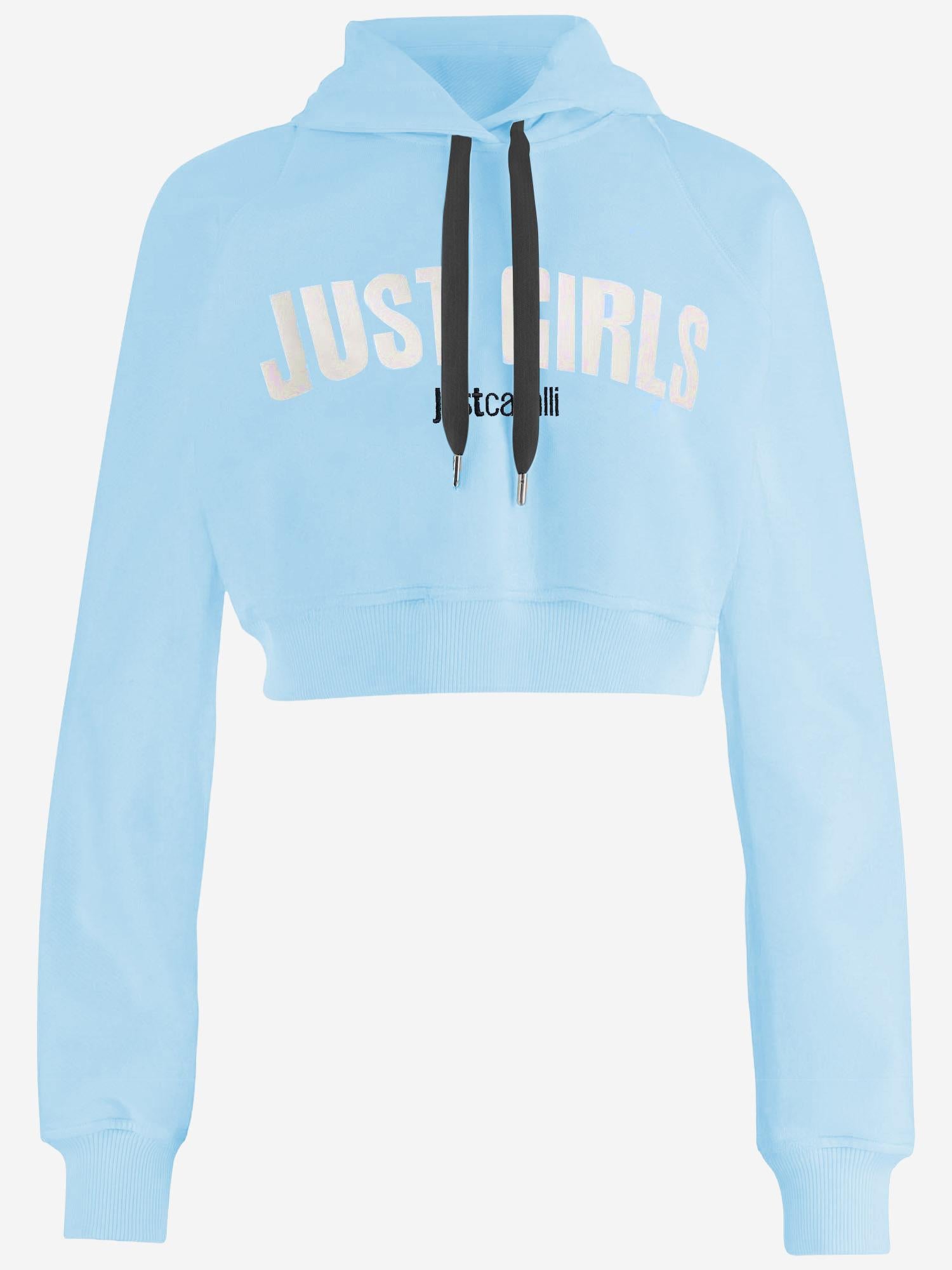 FELPA CROPPED IN COTONE CON LOGO FRONTALE 80PAIT12 CF500217 JUST CAVALLI 