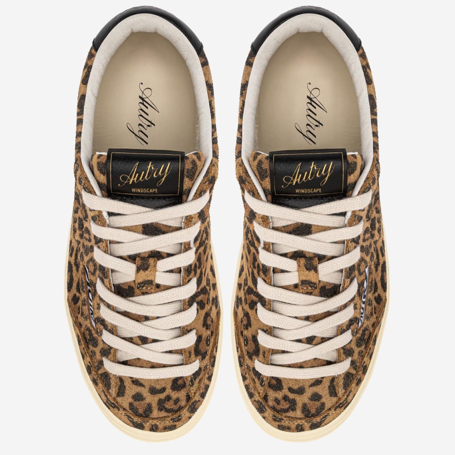SNEAKERS WINDSCAPE LOW CON MOTIVO ANIMALIER SCLWDY01 SUEDELEOPRINTLEOPBLACK AUTRY 