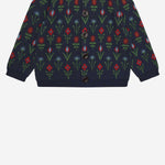 CARDIGAN IN COTONE CON MOTIVO FLOREALE 7526 DARKNAVYFLOWER FUB KIDS 